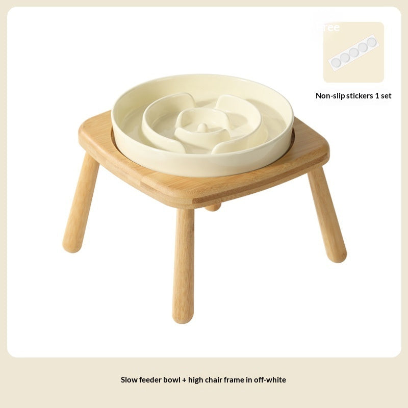 Ceramic Dog Bowl Pet Dog Slow-Feeding Anti-Choking Feeder Tip-Proof Bowl
